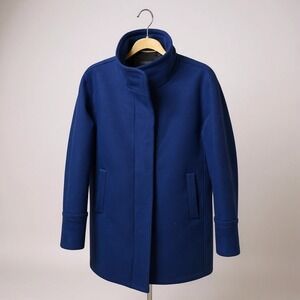 J. Crew Stadium Cloth Nello Gori Wool Blend Blue Coat Jacket Size 6